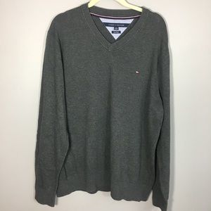 Men’s Tommy Hilfiger Cotton Box Logo Vneck Sweater